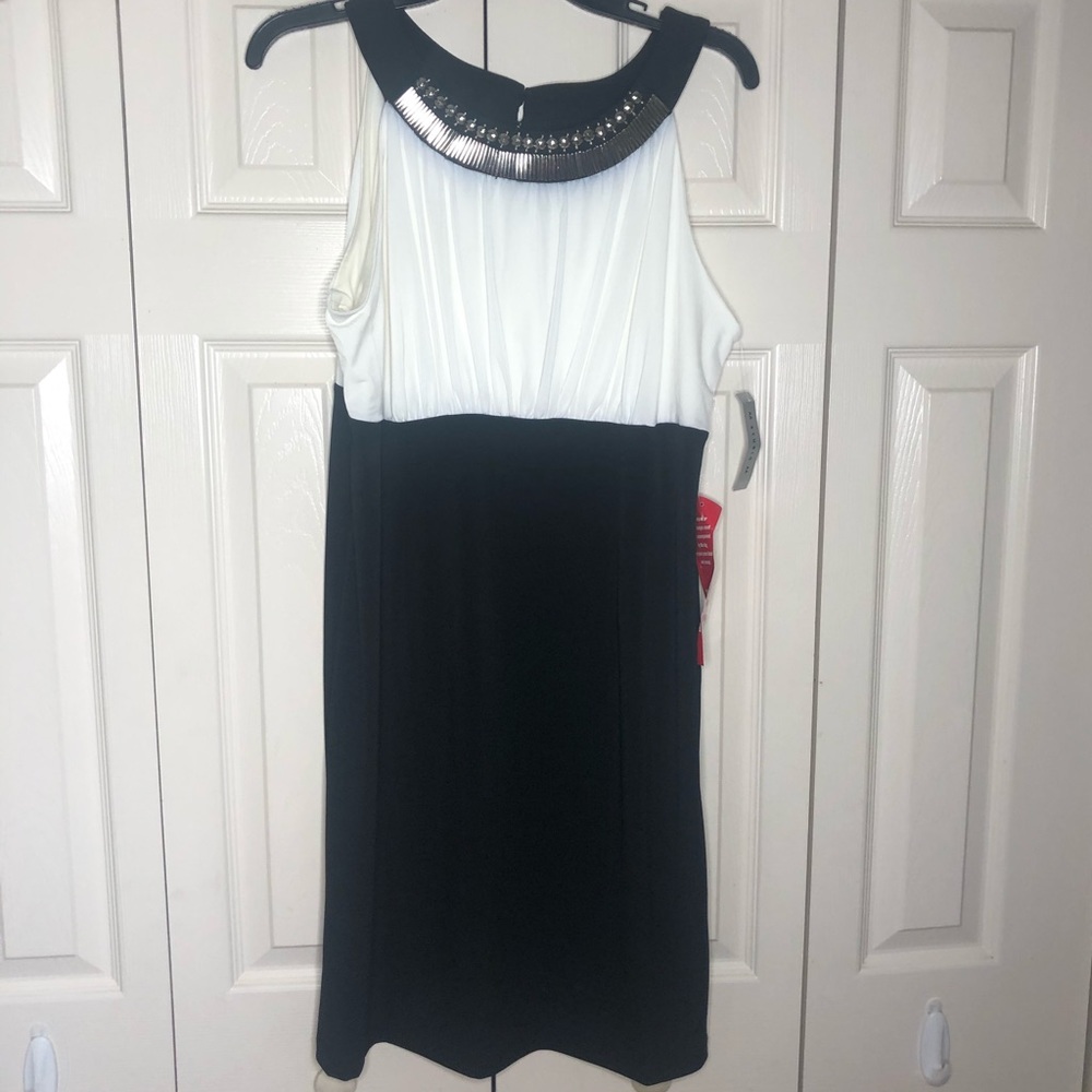 AA Studio Jeweled Neck Empire Waist Dress